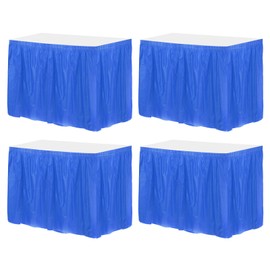 sourcing map 4 Pack Dark Blue Plastic Table Skirts, 29 in x 14 Ft Table Skirts for Rectangle Tables, Disposable Table Covers for Birthday Wedding Party