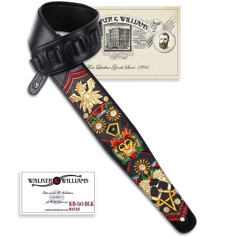 Walker And Williams KB-50-BLK Handmade Black 3" Guitar Strap With