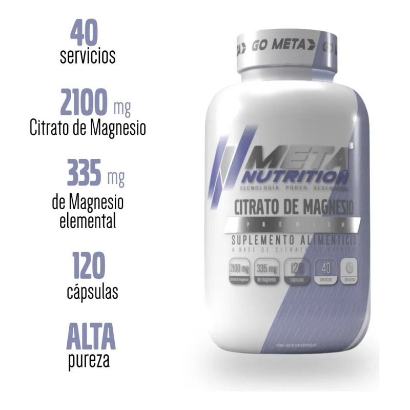 Citrato Magnesio Meta Nutrition 120 Capsulas Sabor
