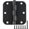 30 Pack Rounded Matte Black Door Hinges 3.5 Inch 5/8"