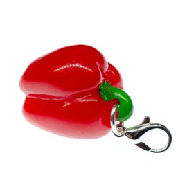Miniblings Paprika Charm Pepper Vegetable Red Large - Handmade Fashion Jewellery I Silver-Plated Pendant Charm Bracelet - Pendant for Bracelet, Plastic Metal Cotton