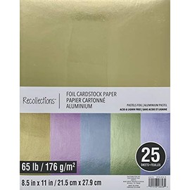 RECOLLECTIONS FOIL CARDSTOCK - Pastels 65lb 25 sheets 8.5x11