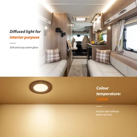 Dream lighting RV Lights Interior - Low Voltage Under Cabinet Lighting - 3000K Warm White RV Boat Interior Light Fixture - 2W 100 lumens Black Puck Light, 2.7inch, Pack of 6