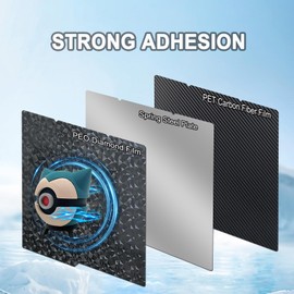 HIKUDIY 264 x 276 mm PEO+ PET Building Plate for Cobra S1, Smooth Diamond PEO + Carbon Fibre PET Platform, Spring Steel, Flexible Platform, Heated Bed for Anycubic Kobra S1 Combo 3D Printer