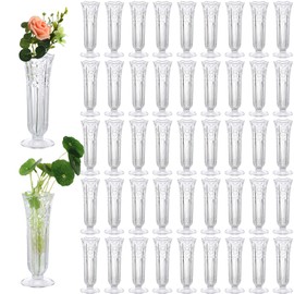 48 Pcs Plastic Vases for Centerpieces Bulk 6 inch Wedding Clear Plastic Vase for Flowers Small Plastic Bud Vases Small Break Resistant Vases for Flowers Wedding Table Centerpieces Party Home Decor