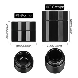 12 Pack 5ml Black Airtight Wide Mouth Ultraviolet Glass Jar,Reusable 5g Food Glass Bottle for Craft, Wax, Cosmetics, Coffee,oil Storage