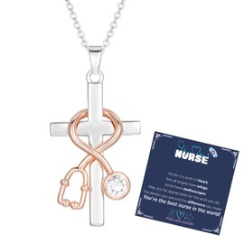 Esirly Nurses Week Gifts - Stethoscope Cross Necklace Nurses Week Gift Graduation Presents Appreciation Gifts for Doctor Nurse(Nurse)