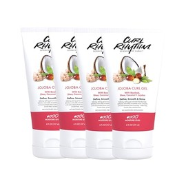 Curl Rhythm Jojoba Curl Gel - Defining Hair Gel for Bouncy, Nourished Waves - Curly Hair Styling Gel with Shea and Coconut - Sulfate Free - 4 pc