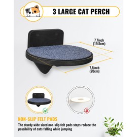 3 Large Steps & perches, Cat Climber Furniture for Indoor Cats, Modern Climbing Gym Jungle Design, Mount Scratcher - Decor Furniture, Easy Installation