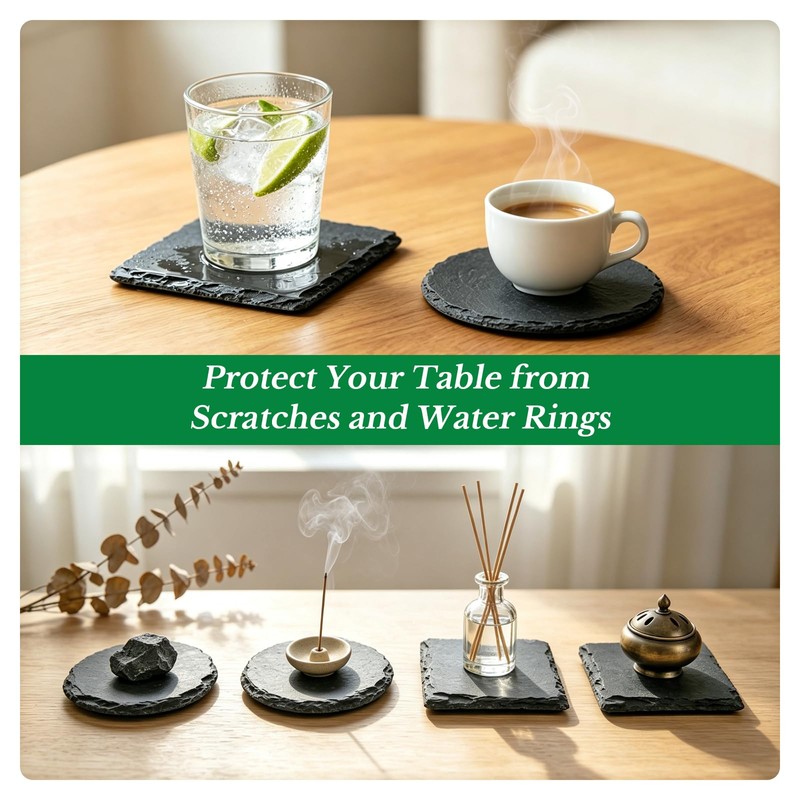 60 PCS Slate Coasters for Laser Engraving, Natural Black Stone