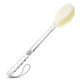 Limpiador de espalda con mango largo para ducha, cepillo para polvo de espalda antideslizante con cerdas rígidas y suaves, exfoliante corporal para baño o cepillo para polvo seco