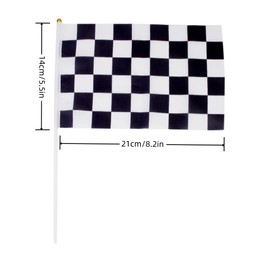 Pack of 50 Hand-Held Mini Flags Checked Racing Flags Black and White Check Flag Referee Flag Motorsport Race Party Parade Celebration Sport Indoor Outdoor Decoration 14 x 21 cm / 5.5 x 8.2 inches
