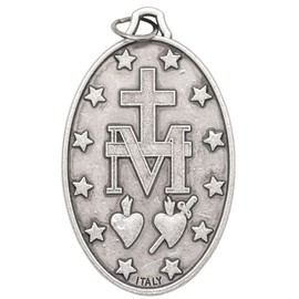 Miraculous Medal Pendants | 1 Inch, 1.5 Inch, or 1.75 Inch | Add to DIY Chaplet or Necklace | Great Catholic Gift for First Holy Communion or Confirmation | Made in Italy, Large (1.75 Inch) - Ten