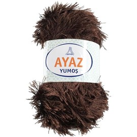 KHASO Eyelash Faux Fur Furry Soft Fluffy Knitting Yarn 100g Ball (6195 Brown)