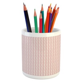 Ambesonne Neutral Color Pencil Pen Holder, Pastel Easter Eggs Dusty Pink Tones Repetitive Order Pattern Graphic, Ceramic Pencil Holder for Desk Office Accessory, 3.6" X 3.2", Pale Pink Blush
