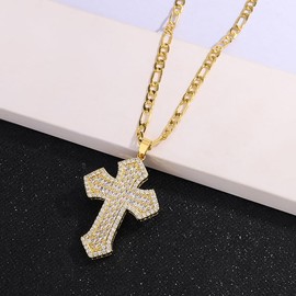 Giffor Crystal Religious 14K Gold Guadalupe Necklace For Women Oro.Laminado Chains De La Virgen De Mary 22' (Cross, White)