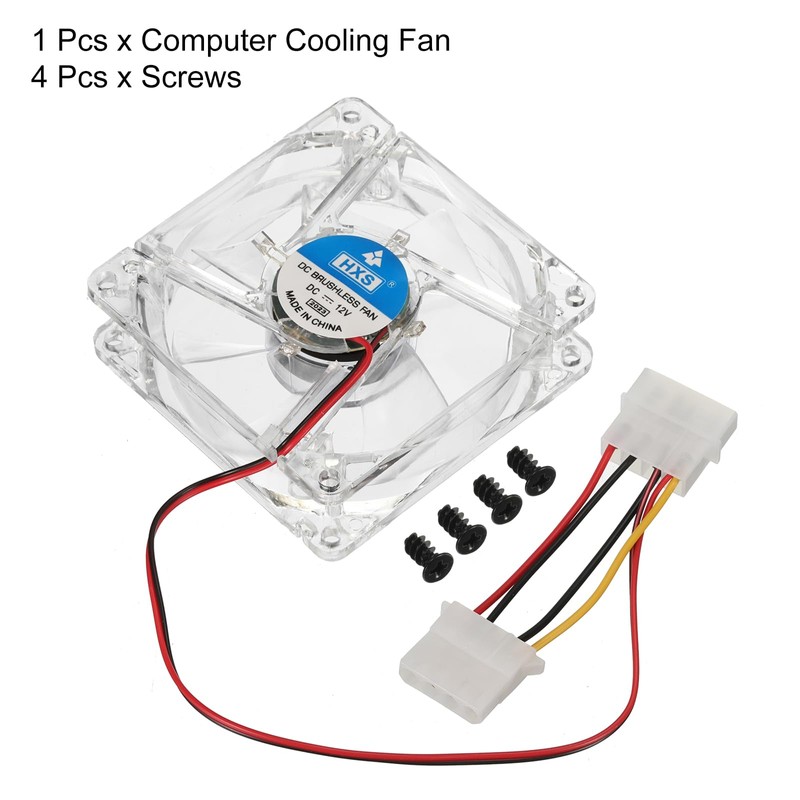 sourcing map Clear Computer Case Fan 1800RPM 80mm 4 Pin