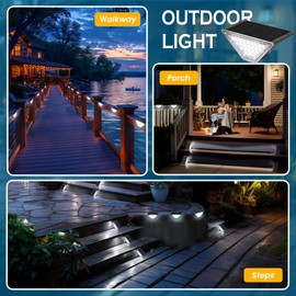 SOLPEX Solar Step Lights for Outside,Solar Lights Outdoor Waterproof Decor for Stair, Step, Deck, Fence, Front Porch, Balcony, Patio, Wall, Yard, Garden (6 Pack,Cold White&Gray shell)