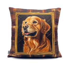 KitchKit Textured Animal Friends Themed Decorative Throw Pillow Covers Pillowcases Modern Home Decor for Sofa Bedroom 43x43 cm, 16.93x16.93 inch. (Golden Retriever) (Golden Retriever)