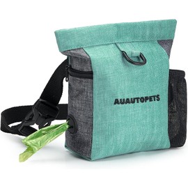 AUAUTOPETS Dog Treat Pouch for Training Portable Bait Bag Dog Treat Reward Carrier Hand-Free with Poop Bag Dispenser Waist Belt - Green