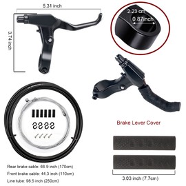 Mimoke Bike Brake Set Front and Rear Bike C Brake Caliper Include Inner and Outer Cables and Bike Brake Levers Kit Aluminum Alloy Brake Lever Covers for MTB Road Bike