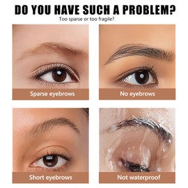 Waterproof Brow Pomade & Brow Gel Brown Kit with Dual-Ended Brush - Smudgeproof & Long-Lasting Eyebrow Pomade Dark Brown - Quick-Dry, Oil-Free, 12H Wear for Defined Perfect Brows