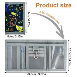 Amexo Kids Wallet, Cute Trifold Wallet with Lanyard, Zippered Coin Pocket Card Holders Wallets Kids Purse Wallet Slim Cartoon Wallet for Boys & Kids for Outing Travel Gifts (Black-Game Console Handle)