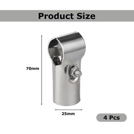 JDCMEI T-Pipe Connectors 25 mm, T-Pipe Clamp Connector, Structural Pipe Connector, Chain Link Fence Clamp, Stainless Steel Corner Connector, End Rail Clamp for Chain Link Fence and Railing, Pack of 4
