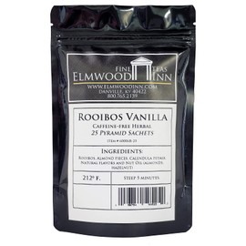 Elmwood Inn Fine Teas, Vanilla Rooibos Caffeine-Free Tea, 25 Pyramid Sachet Tea Bags