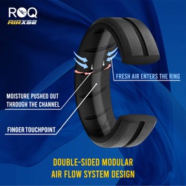ROQ Silicone Rubber Wedding Ring for Men, Comfort Fit, Men's Wedding Band, Breathable Rubber Engagement Band, 9mm Wide 2mm Thick, 2 Thin Lines Duo Collection, Single, Black & Blue, Size 16