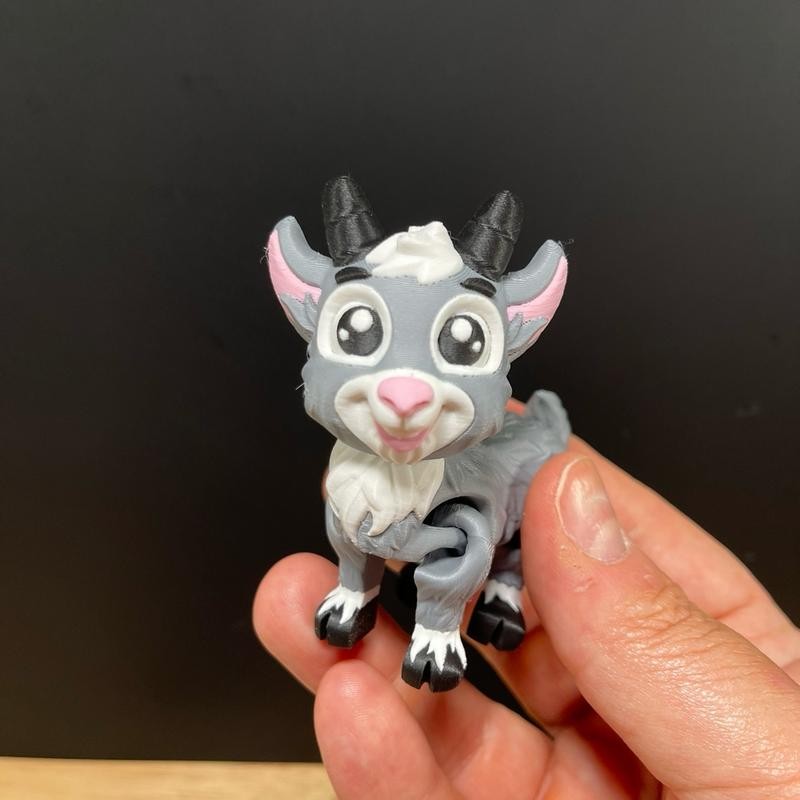 3D Printed Goat Figurine Desk Buddy - Color: Long Horn