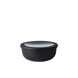 Mepal Cirqula Round Nordic Black Multi Bowl, 1,250 ml Capacity, with Removable Lid, Shatterproof Material, Leak-proof, Freezer-Safe, Dishwasher-Safe