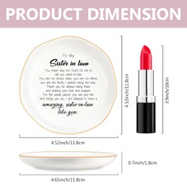 MQPPKJ Sister in Law Gifts from Sister Ceramic Jewelry Tray, Unique Sister in Law Gift Ideas Best Sister in law Jewelry Dish Gift for Birthday Wedding Mother's Day Thanksgiving (Sister In Law)