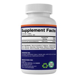 Vitamina B12 1000mcg Disolucion Rapida 365 Tabs Vitamatic