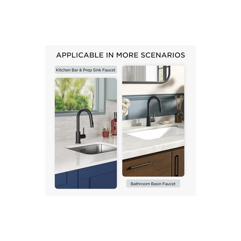 FORIOUS Black Bar Sink Faucet for Kitchen Sink, Modern Single