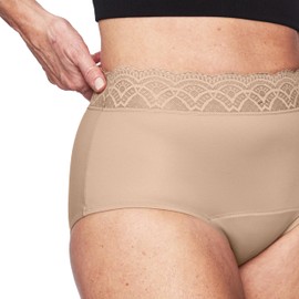 Thinx For All Leaks Hi-Waist Underwear, Holds up to 100ml or 6tbps or 1/4 Cup Worth of Liquid*, Light Absorbency Incontinence Underwear for Women, Feminine Care, Beige, XXL