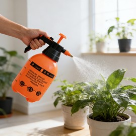 DCDRAY 2L Handheld Garden Pump Sprayer 0.5 Gallon Water Mist Spray Bottle for Plants with Adjustable Brass Nozzle Orange (2L Orange)
