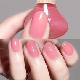 Esmalte de uñas rosa transparente, esmalte de uñas rosa transparente de secado rápido, esmalte de uñas rosa translúcido de larga duración, esmalte de uñas rosa transparente con tinte rosa, e