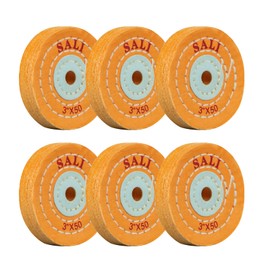 SALI 6 Pack Polishing Wheel for Bench Grinder Buffing Wheel 3 inch Yellow Cotton (50 Ply) for Buffer Polisher Coarse Polish Pad with 3/8 Inch Arbor Hole