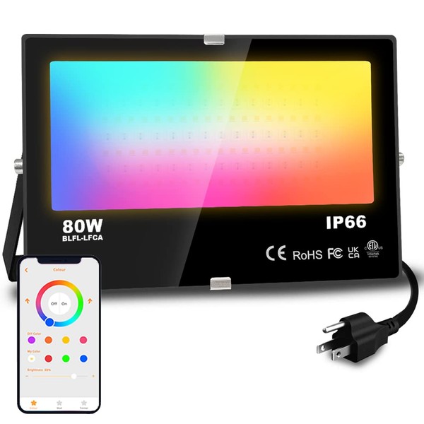 MELPO LED Flood Light Outdoor 800W Equivalent 8000LM Smart RGB