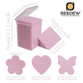 200 Pieces Pink Lash Glue Wipes, Nail Wipes, Heart Shape Lint Free Magic Wiper Cloth, Lash Extension Supplies (1 Box) (Simple Packaging)-(Pink Heart Shape)