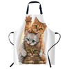 oFloral Three Cute Kittens Bib Apron with Adjustable Neck for