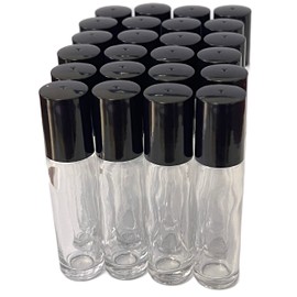Aroma-center 24pcs 10ml (1/3 oz) plain Glass Roll-on bottle. Refillable for perfume oil, Essential oil and more.