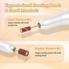 BELICOO 220 Pcs Small Sanding Bands for Nail Drill with 2Pcs 3.1MM Mandrel Bit, 80# 120# 180# 240# Coarse Fine Grit Mini Sanding Bands for Natural Nails, Acrylic, Gel Manicures and Pedicure