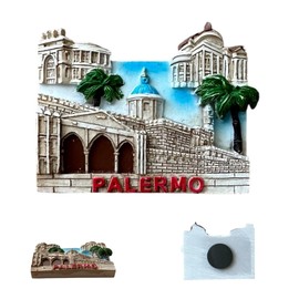 Palermo Decorative Magnet, Sicilian Souvenir with Historical Monuments, Collector's Magnet