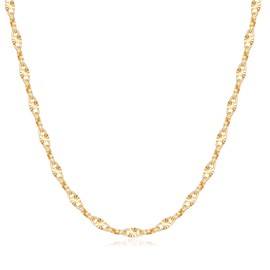 Hadoken Gold Chain for Men Mariner Chain Necklace, Sterling Silver Clasp Gold Chain Necklace for Men 3mm Diamond Cut Mens Gold Chain 26 Inch Gold Chain Necklace Mariner Link Chain Necklace