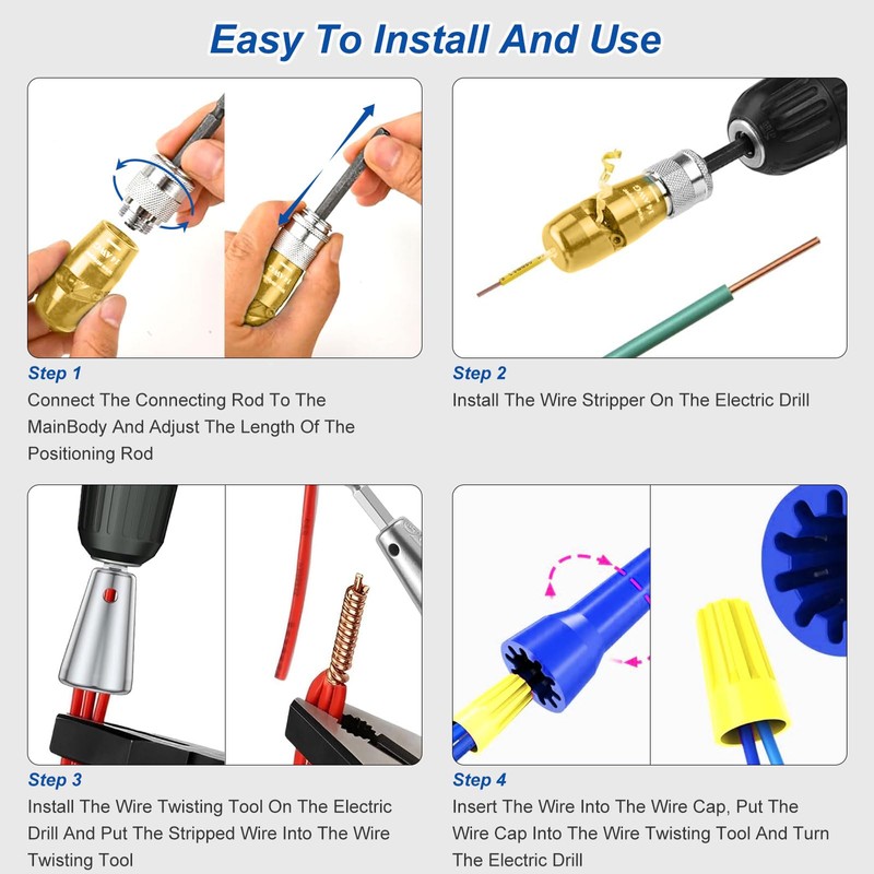 9Pcs Wire Twister Tool for Drill,YIHANGYE Wire Stripper for Drill,for