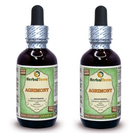 Agrimony (Agrimonia eupatoria) Glycerite, Organic Alcohol-Free Liquid Extract (Brand Name: HerbalTerra, Proudly Made in USA) 2x2 fl.oz (2x60 ml)