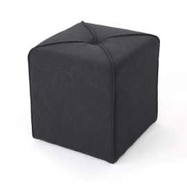 Christopher Knight Home Kenyon Fabric Square Ottoman, Dark Charcoal