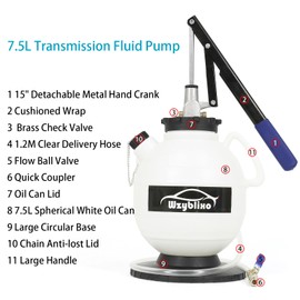 Wzyblixo 7.5L Transmission Fluid Pump Kit with 15 ATF Adapters, 2 Gallon Manual ATF Refill Kit,Transmission Fluid Transfer Pump (Black)